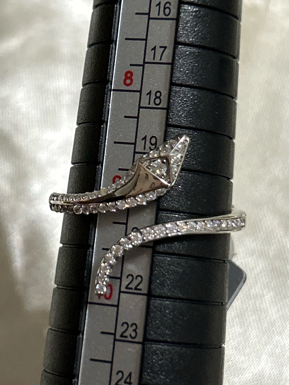 Sterling Silver Moissanite Wrap Snake Ring - size 9